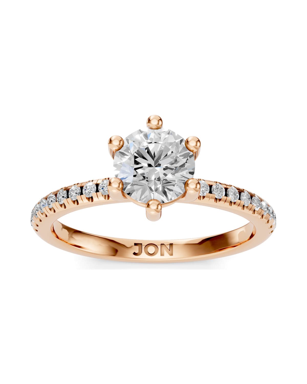 Round Brilliant Solitaire, Pavé — J0005 (view 1)