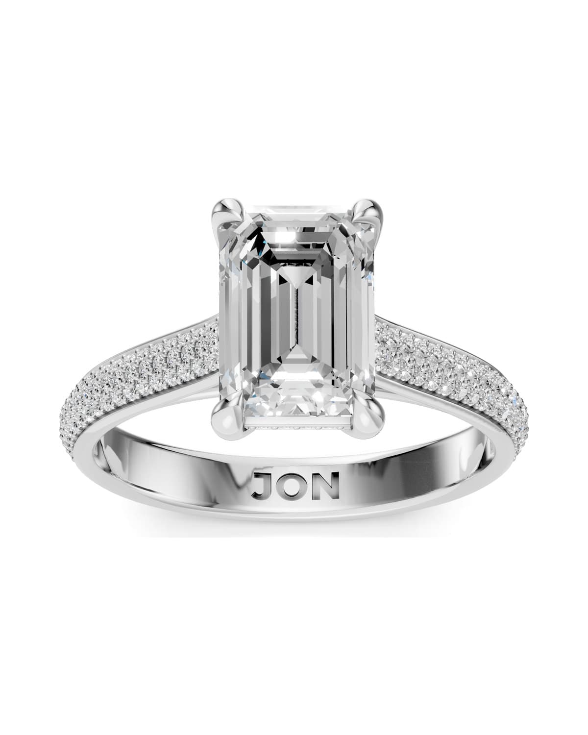 Emerald-Cut Solitaire, Pavé — J0012 (view 1)