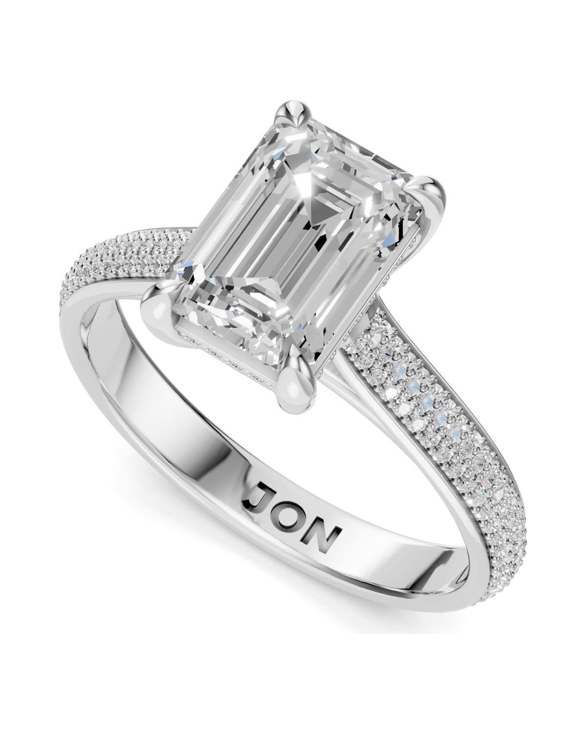 Emerald-Cut Solitaire, Pavé — J0012 (7)