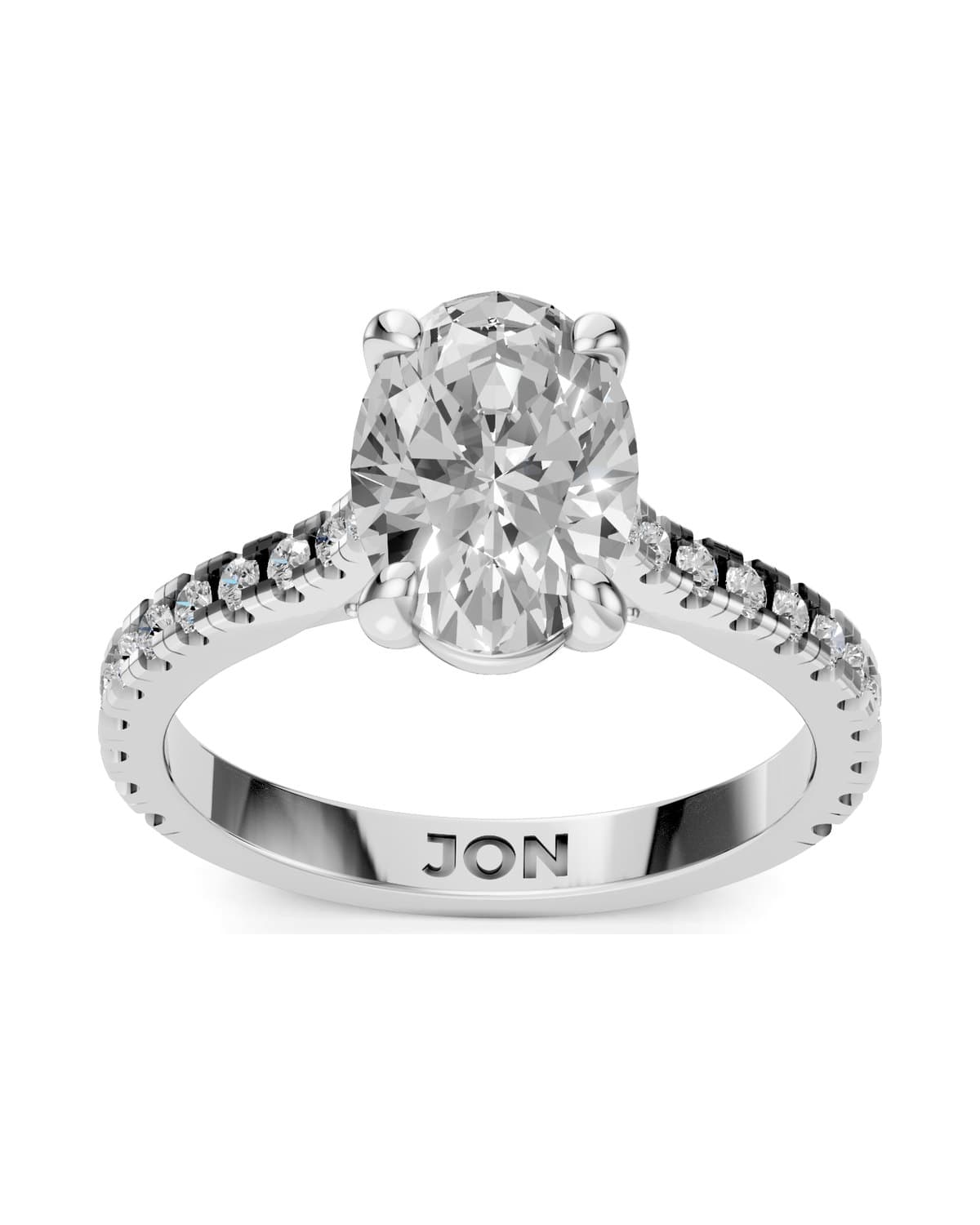 Oval Solitaire, Pavé — J0015 (view 1)