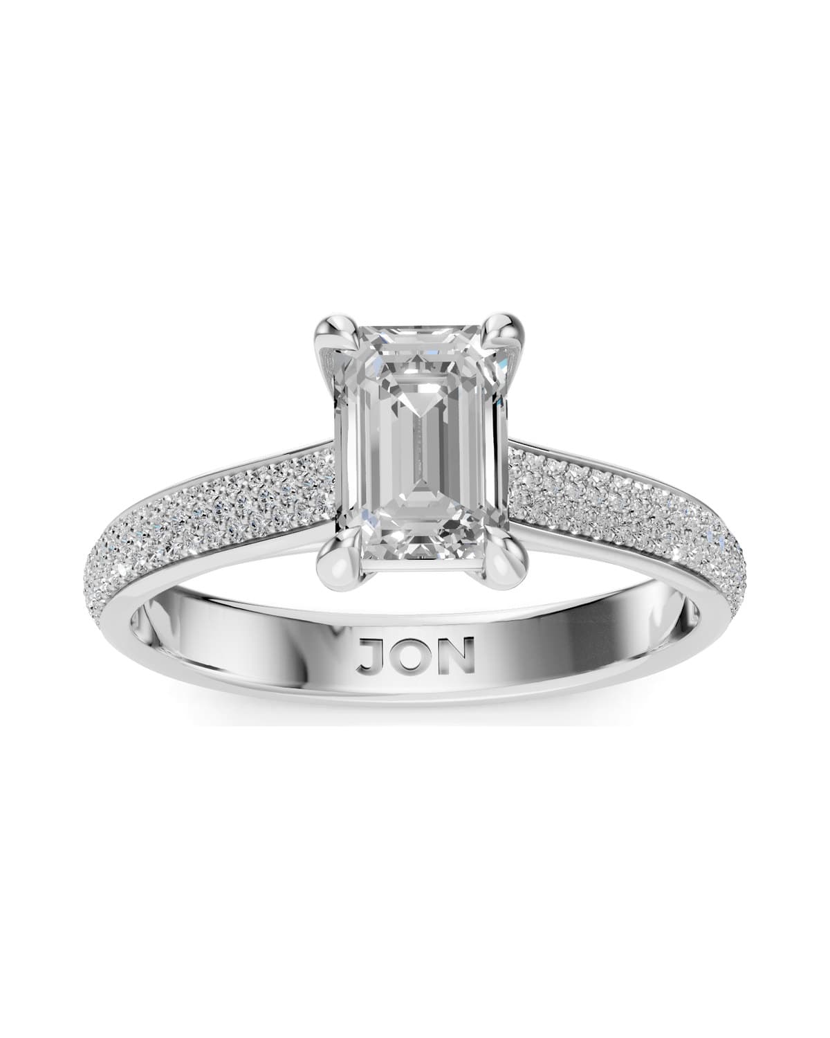 Emerald-Cut Solitaire, Pavé — J0027 (view 1)