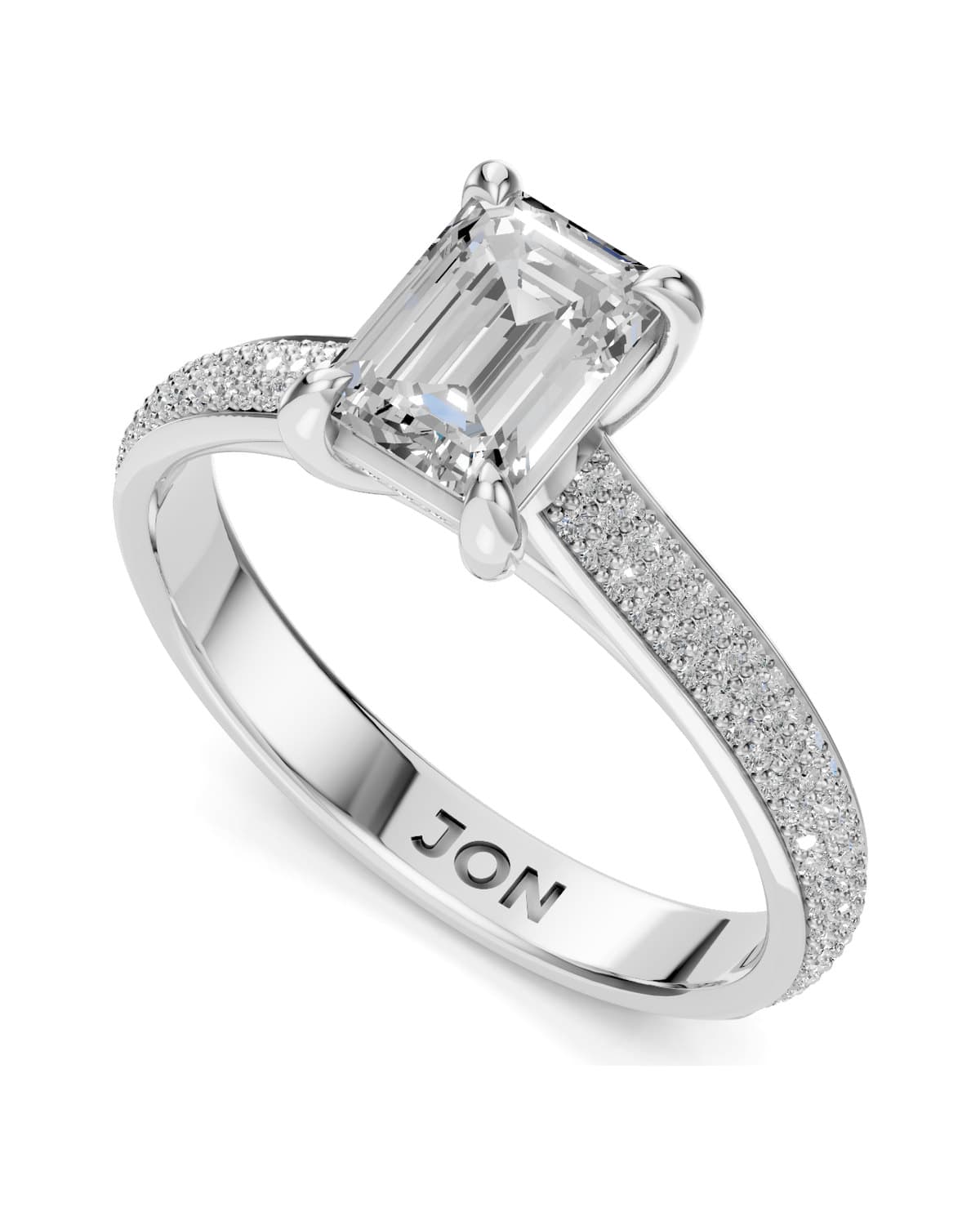 Emerald-Cut Solitaire, Pavé — J0027 (7)