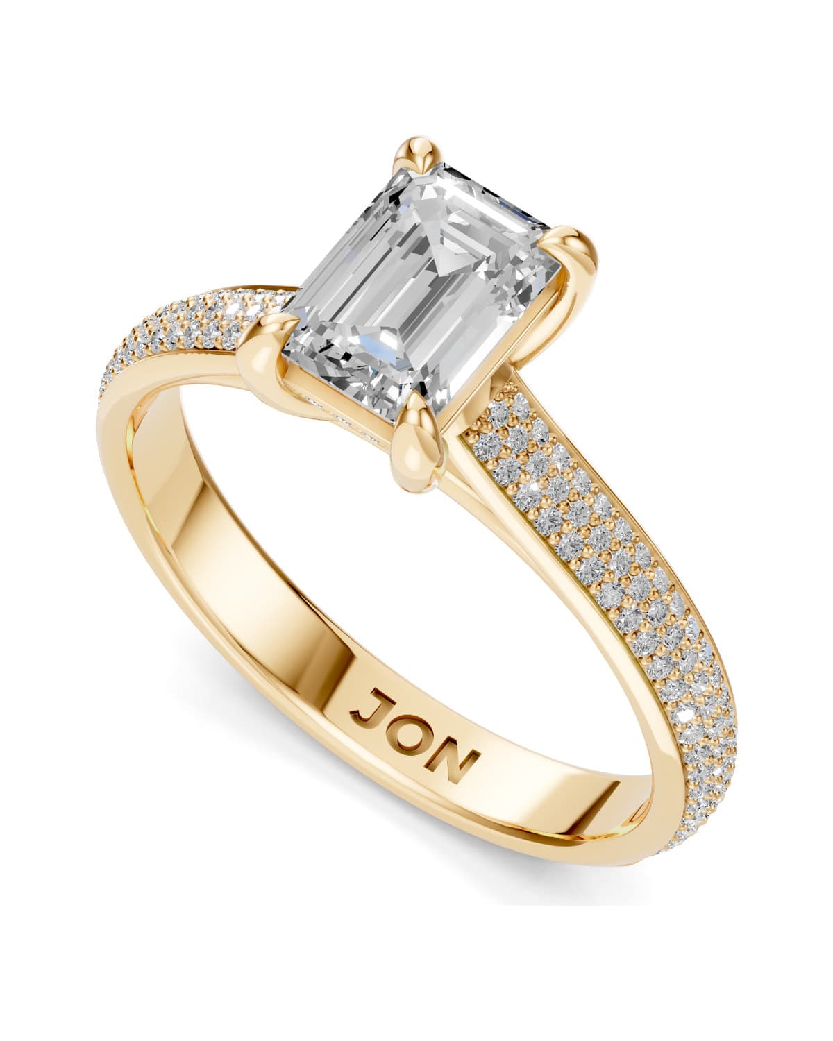 Emerald-Cut Solitaire, Pavé — J0027 (8)
