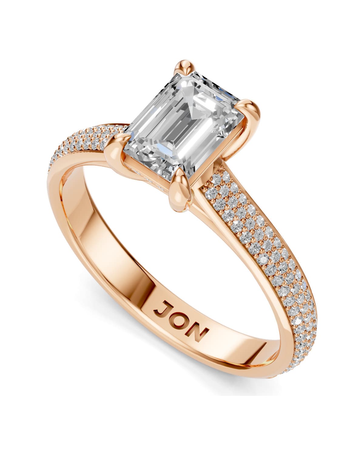 Emerald-Cut Solitaire, Pavé — J0027 (9)