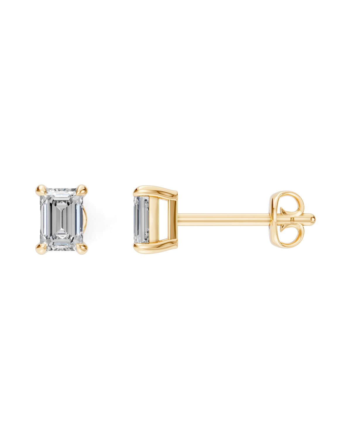 Emerald-Cut Diamond Studs — J0030 (view 1)