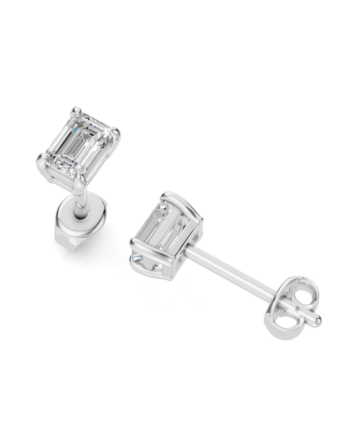 Emerald-Cut Diamond Studs — J0030 (7)