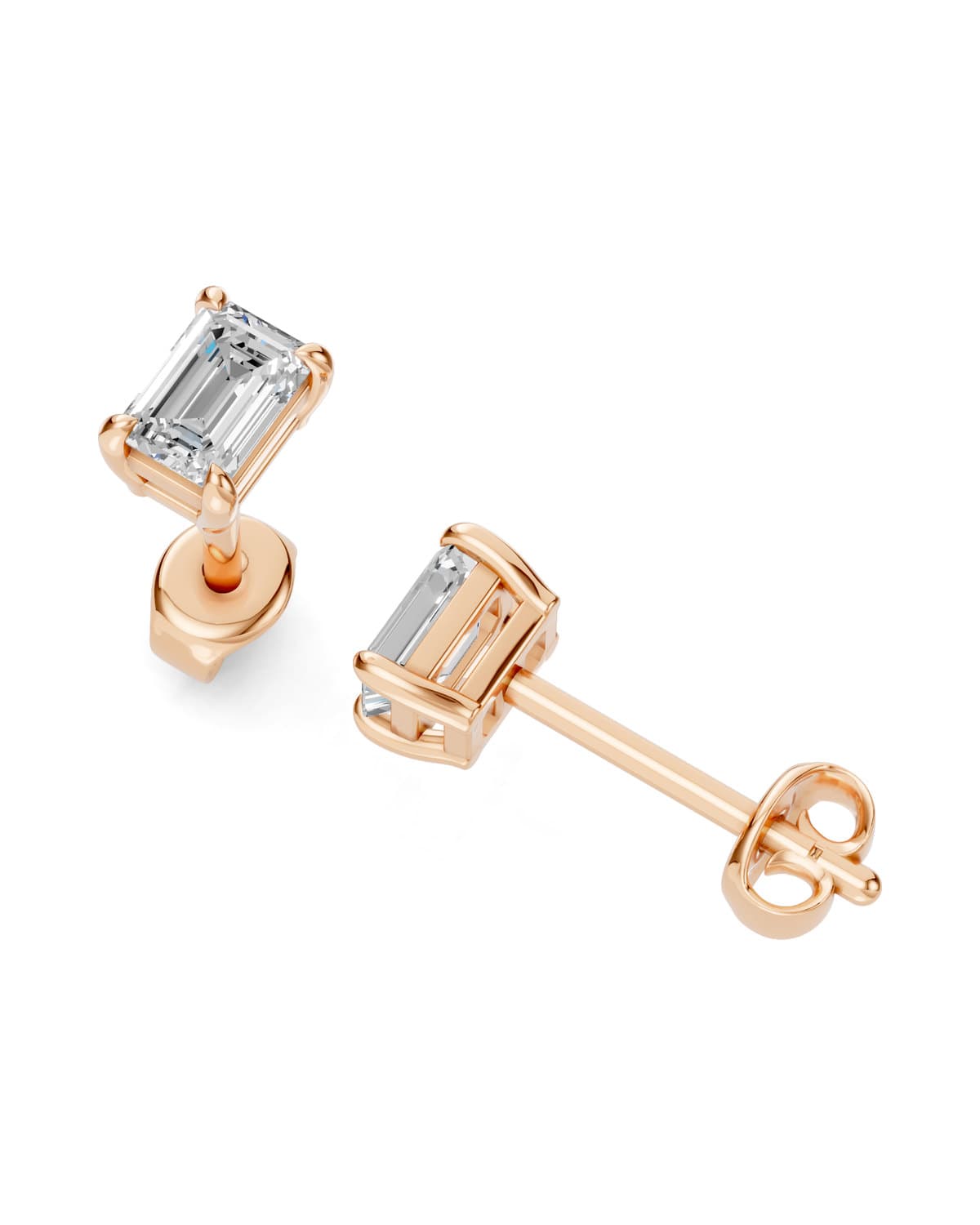 Emerald-Cut Diamond Studs — J0030 (9)