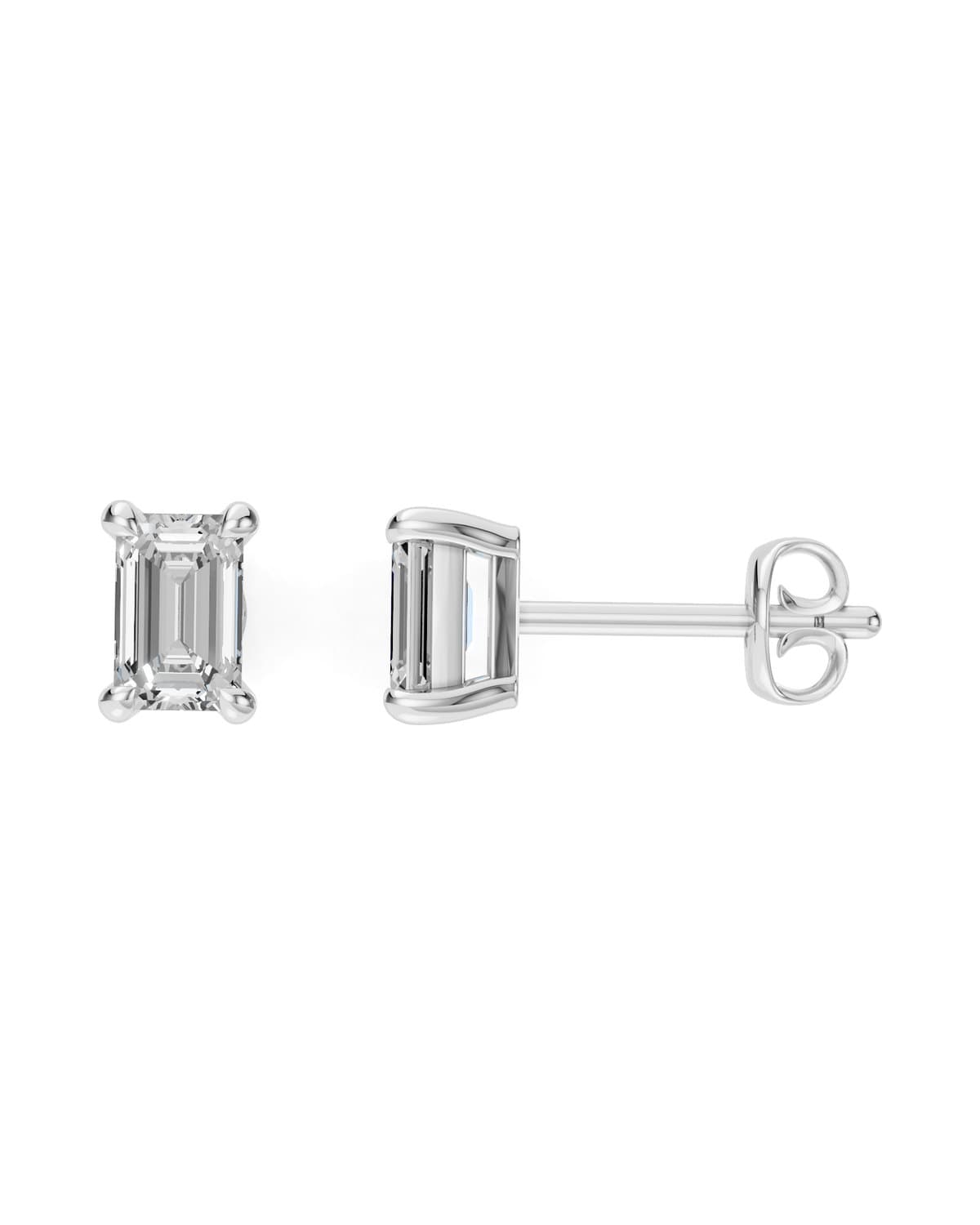 Emerald-Cut Diamond Studs — J0031 (view 1)